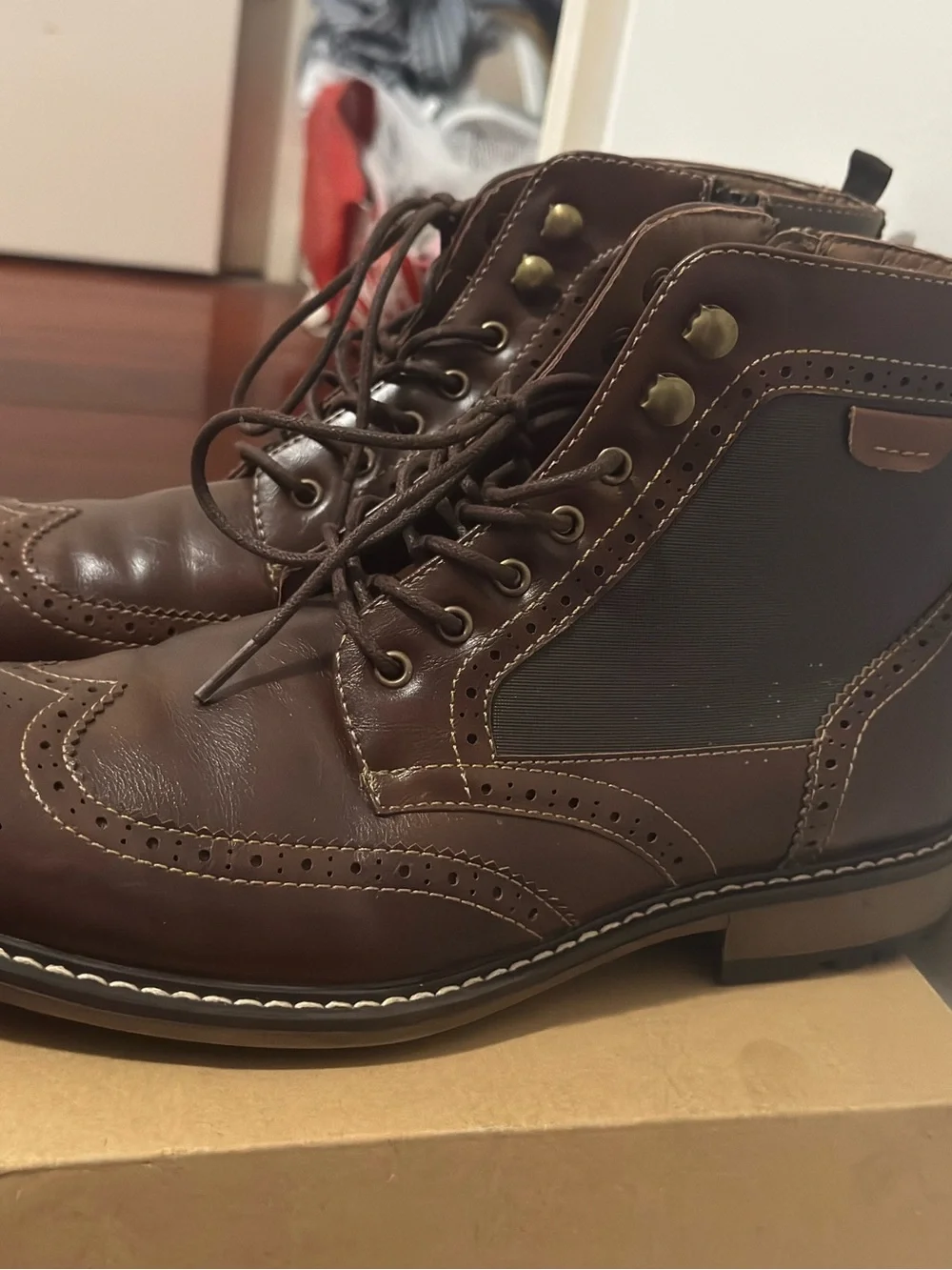 Sonoma Vitalize Ankle Boots Oxford Styled Chelsea Wingtip Men Brown Shoes 12 Med